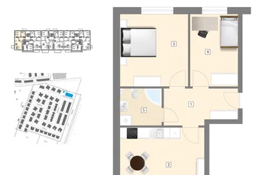 Rzut - Mieszkanie na sprzedaż 3 pokoje o powierzchni 63,61 m² - numer C5 w Błękitne Aleje Etap XV