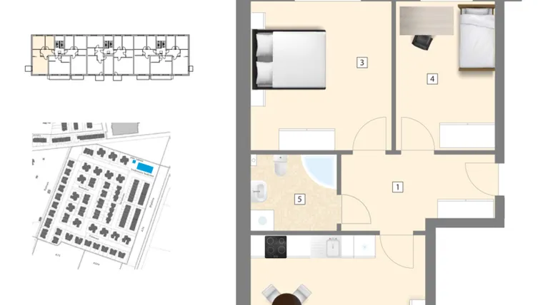 Rzut - Mieszkanie na sprzedaż 3 pokoje o powierzchni 63,55 m² - numer C8 w Błękitne Aleje Etap XV