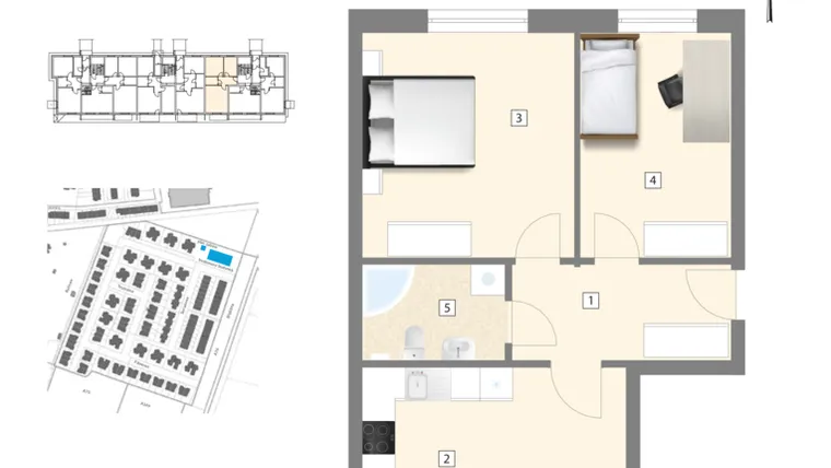 Rzut - Mieszkanie na sprzedaż 3 pokoje o powierzchni 63,69 m² - numer A3 w Błękitne Aleje Etap XV
