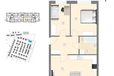 Rzut - Mieszkanie na sprzedaż 3 pokoje o powierzchni 66,1 m² - numer B3 w Błękitne Aleje Etap XV