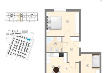 Rzut - Mieszkanie na sprzedaż 3 pokoje o powierzchni 69,47 m² - numer B6 w Błękitne Aleje Etap XV