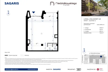 Rzut - Lokal użytkowy na sprzedaż 1 pokój o powierzchni 74,23 m² - numer U5 w Niedziałkowskiego Park