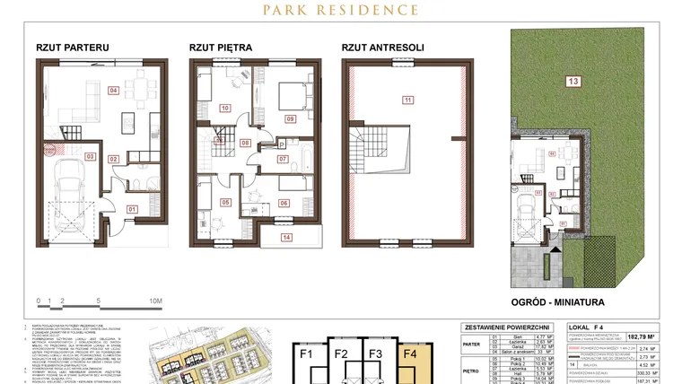 Rzut - Dom na sprzedaż 5 pokoi o powierzchni 167,82 m² - numer F4 w Park Residence