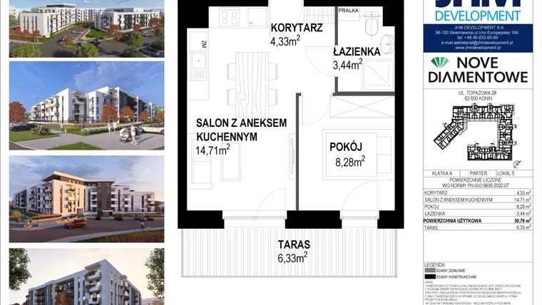Rzut - Mieszkanie na sprzedaż 2 pokoje o powierzchni 31,04 m² - numer 5 w Nove Diamentowe