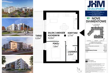 Rzut - Mieszkanie na sprzedaż 2 pokoje o powierzchni 31,51 m² - numer 10 w Nove Diamentowe