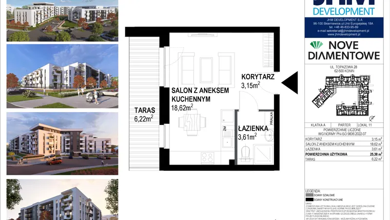 Rzut - Mieszkanie na sprzedaż 1 pokój o powierzchni 25,67 m² - numer 11 w Nove Diamentowe