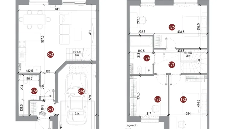 Rzut - Dom na sprzedaż 4 pokoje o powierzchni 109,63 m² - numer 20A w Parkowy Zakątek