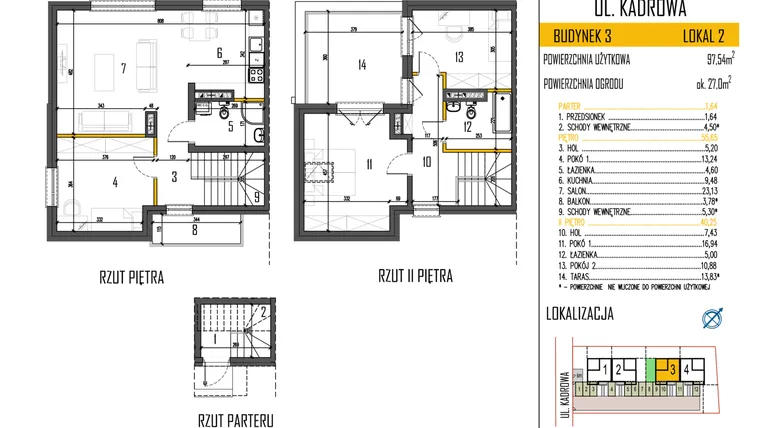 Rzut - Mieszkanie na sprzedaż 4 pokoje o powierzchni 97,54 m² - numer 4b/2 w Osiedle Korona