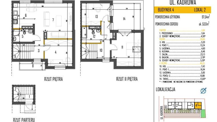 Rzut - Mieszkanie na sprzedaż 4 pokoje o powierzchni 97,54 m² - numer 4c/2 w Osiedle Korona