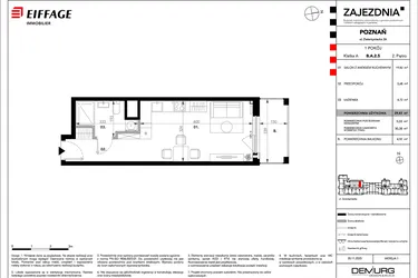 Rzut - Mieszkanie na sprzedaż 1 pokój o powierzchni 29,83 m² - numer B.A.2.5 w Zajezdnia