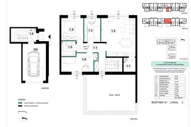 Rzut - Mieszkanie na sprzedaż 4 pokoje o powierzchni 91,31 m² - numer 61-2 w Błonie Bosco