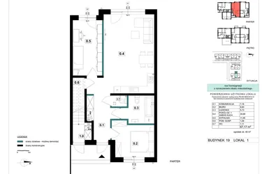 Rzut - Mieszkanie na sprzedaż 3 pokoje o powierzchni 67,17 m² - numer 19-1 w Błonie Bosco