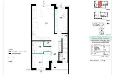Rzut - Mieszkanie na sprzedaż 3 pokoje o powierzchni 67,17 m² - numer 22-1 w Błonie Bosco