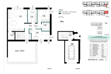 Rzut - Mieszkanie na sprzedaż 4 pokoje o powierzchni 91,36 m² - numer 64-2 w Błonie Bosco