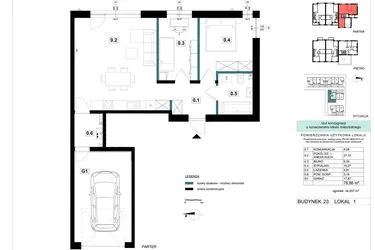 Rzut - Mieszkanie na sprzedaż 3 pokoje o powierzchni 76,86 m² - numer 23-1 w Błonie Bosco