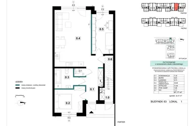 Rzut - Mieszkanie na sprzedaż 3 pokoje o powierzchni 67,17 m² - numer 63-1 w Błonie Bosco