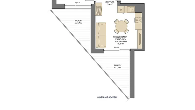 Rzut - Mieszkanie na sprzedaż 2 pokoje o powierzchni 34,14 m² - numer T06 w Trend