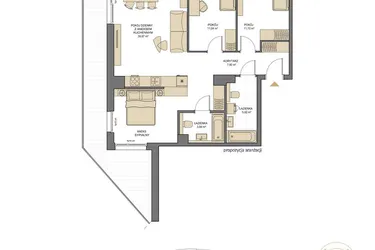 Rzut - Mieszkanie na sprzedaż 3 pokoje o powierzchni 79,8 m² - numer T10 w Trend