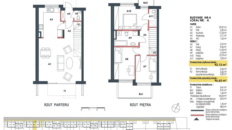 Rzut - Dom na sprzedaż 4 pokoje o powierzchni 96,72 m² - numer 4a w Waw.Re