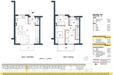 Rzut - Dom na sprzedaż 4 pokoje o powierzchni 83,44 m² - numer 6a w Waw.Re