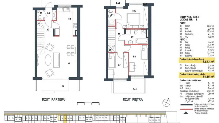 Rzut - Dom na sprzedaż 4 pokoje o powierzchni 96,72 m² - numer 7b w Waw.Re