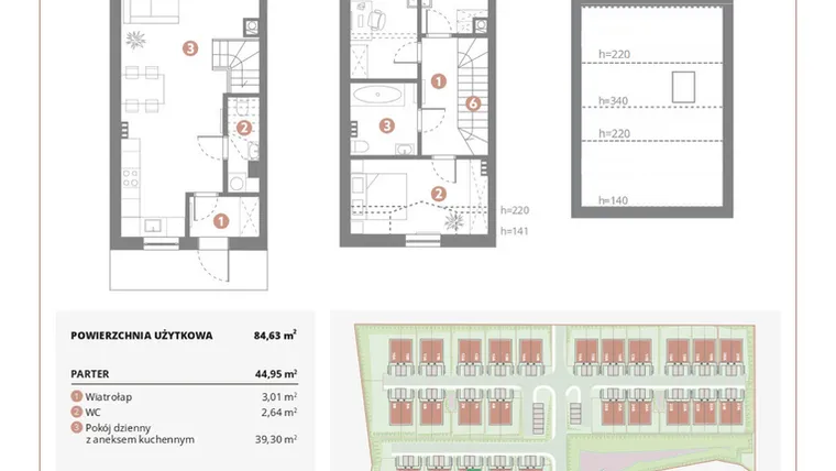 Rzut - Dom na sprzedaż 4 pokoje o powierzchni 84,63 m² - numer 3A w Bursztynova Polana