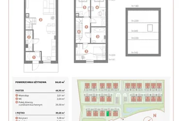 Rzut - Dom na sprzedaż 4 pokoje o powierzchni 84,63 m² - numer 2B w Bursztynova Polana