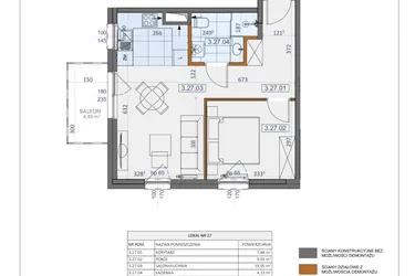Rzut - Mieszkanie na sprzedaż 2 pokoje o powierzchni 40,93 m² - numer 27 w Osiedle Zycha
