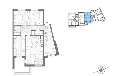 Rzut - Mieszkanie na sprzedaż 5 pokoi o powierzchni 91,73 m² - numer B.3 w Stawowa ABC