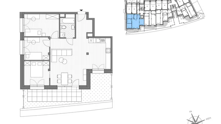 Rzut - Mieszkanie na sprzedaż 4 pokoje o powierzchni 76,46 m² - numer A.2 w Stawowa ABC