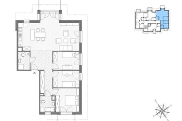 Rzut - Mieszkanie na sprzedaż 2 pokoje o powierzchni 44,02 m² - numer C.12 w Stawowa ABC