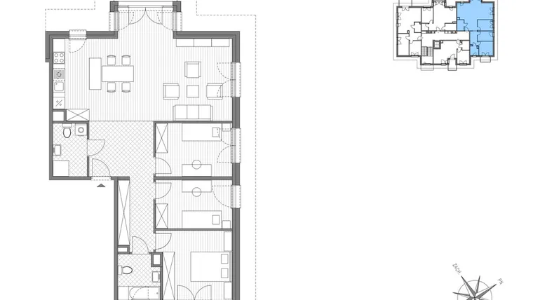 Rzut - Mieszkanie na sprzedaż 2 pokoje o powierzchni 44,02 m² - numer C.12 w Stawowa ABC