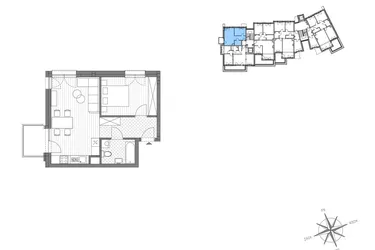 Rzut - Mieszkanie na sprzedaż 2 pokoje o powierzchni 42,92 m² - numer A.5 w Stawowa ABC