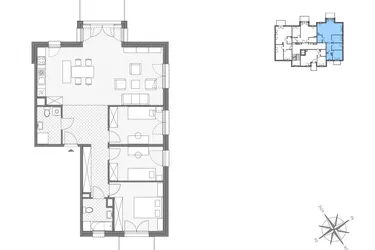 Rzut - Mieszkanie na sprzedaż 4 pokoje o powierzchni 99,68 m² - numer C.7 w Stawowa ABC