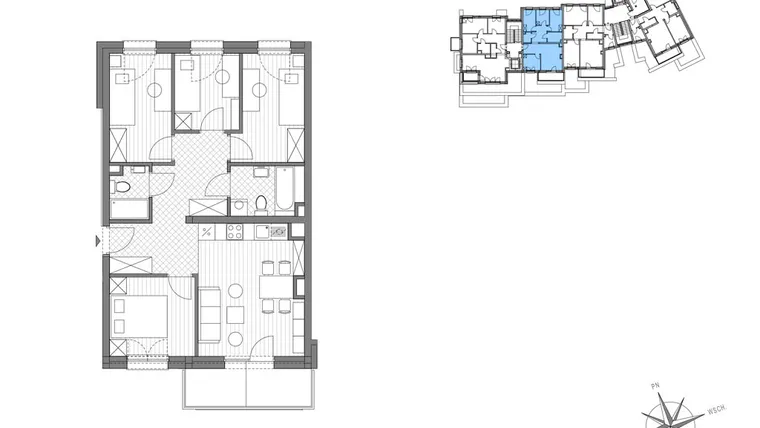 Rzut - Mieszkanie na sprzedaż 5 pokoi o powierzchni 69,07 m² - numer A.8 w Stawowa ABC