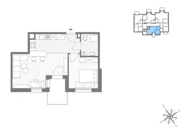 Rzut - Mieszkanie na sprzedaż 2 pokoje o powierzchni 43,92 m² - numer C.8 w Stawowa ABC