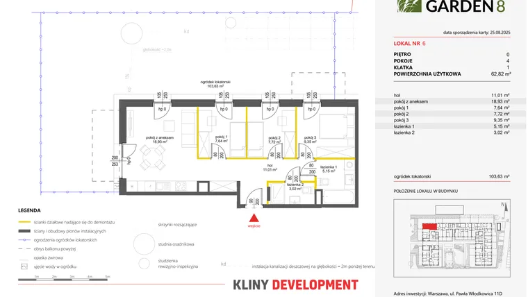Rzut - Mieszkanie na sprzedaż 4 pokoje o powierzchni 62,82 m² - numer 6 w Nova Viva Garden 8