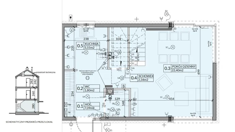Rzut - Dom na sprzedaż 5 pokoi o powierzchni 116,81 m² - numer 3 w Wille Stolema