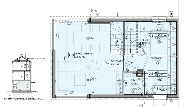 Rzut - Dom na sprzedaż 5 pokoi o powierzchni 116,81 m² - numer 2 w Wille Stolema