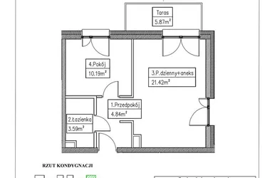 Rzut - Mieszkanie na sprzedaż 2 pokoje o powierzchni 40,04 m² - numer 6 w Działkowa 68