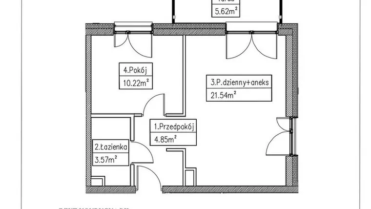 Rzut - Mieszkanie na sprzedaż 2 pokoje o powierzchni 40,18 m² - numer 13 w Działkowa 68