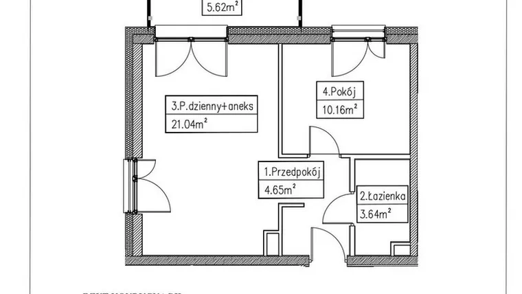 Rzut - Mieszkanie na sprzedaż 2 pokoje o powierzchni 39,49 m² - numer 18 w Działkowa 68