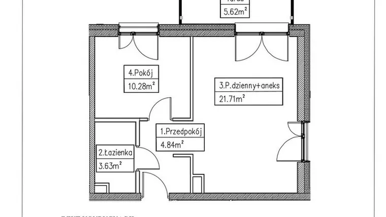 Rzut - Mieszkanie na sprzedaż 2 pokoje o powierzchni 40,46 m² - numer 21 w Działkowa 68