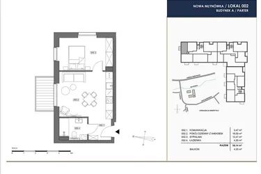 Rzut - Mieszkanie na sprzedaż 2 pokoje o powierzchni 38,14 m² - numer A.002 w Nowa Młynówka