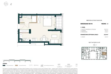 Rzut - Mieszkanie na sprzedaż 1 pokój o powierzchni 32,21 m² - numer 4. M10. w Przy Placu Wolności