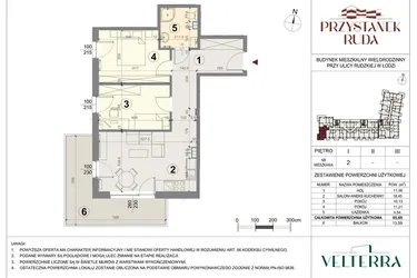 Rzut - Mieszkanie na sprzedaż 3 pokoje o powierzchni 55,92 m² - numer 2 w Przystanek Ruda