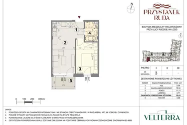 Rzut - Mieszkanie na sprzedaż 2 pokoje o powierzchni 35,81 m² - numer 3 w Przystanek Ruda