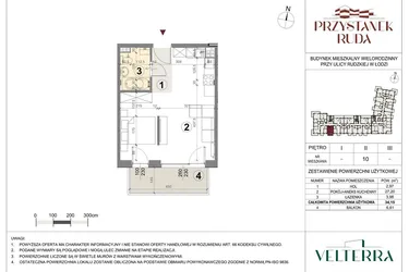 Rzut - Mieszkanie na sprzedaż 2 pokoje o powierzchni 34,37 m² - numer 10 w Przystanek Ruda