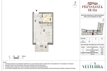 Rzut - Mieszkanie na sprzedaż 1 pokój o powierzchni 26,41 m² - numer 21 w Przystanek Ruda