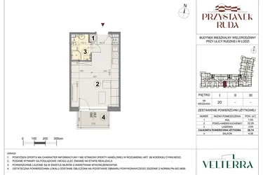 Rzut - Mieszkanie na sprzedaż 1 pokój o powierzchni 26,92 m² - numer 20 w Przystanek Ruda